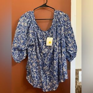 NWT Matilda Jane Short Sleeve Blouse Blue